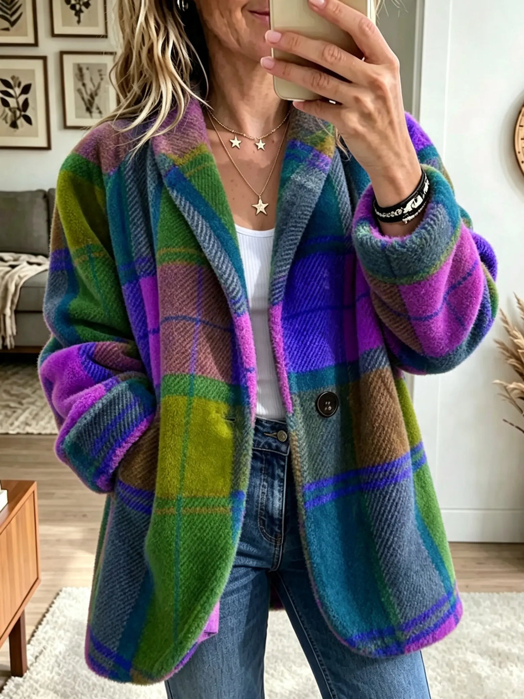 Aevienne - Soft-Touch Checked Coat