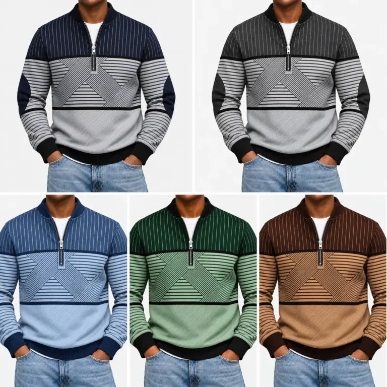 Ifan - Geometric Half Zip Jumper