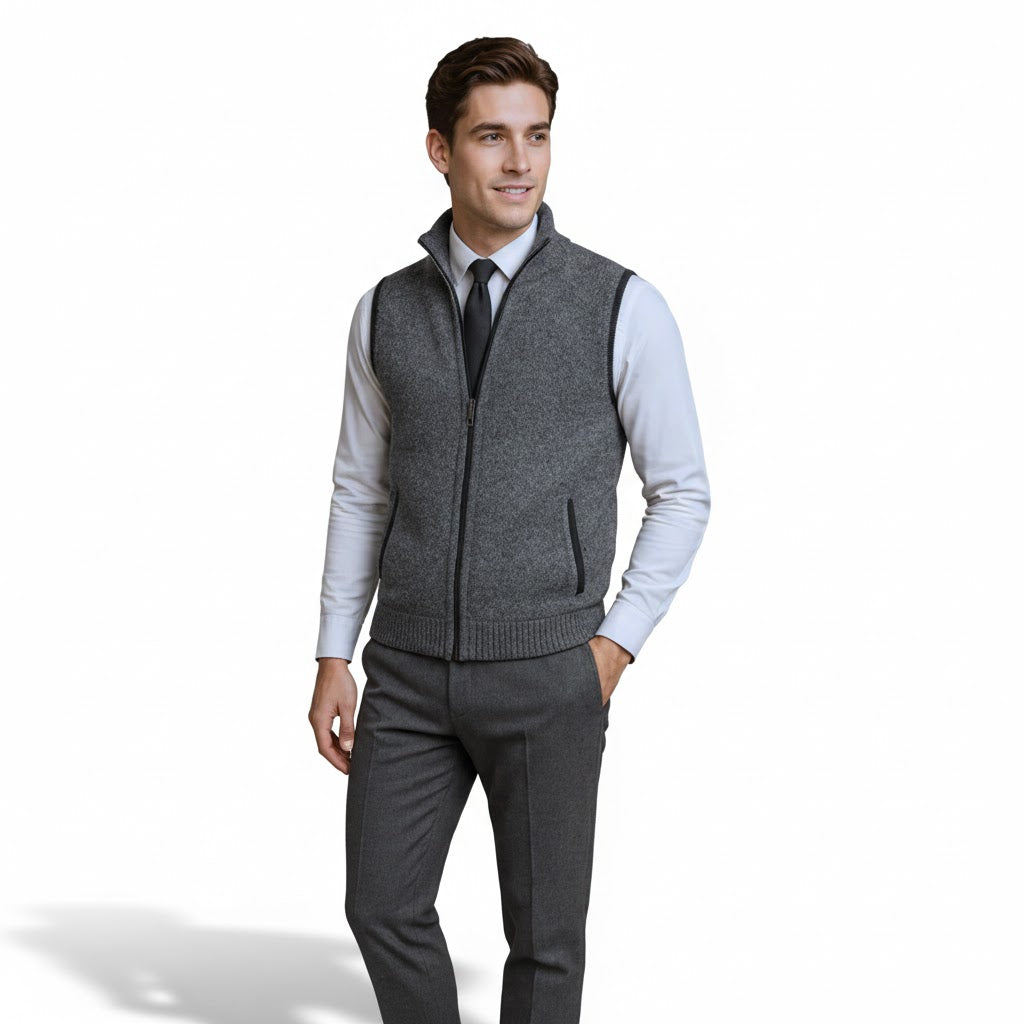 Flossie - Layered Zip-Front Knitted Gilet