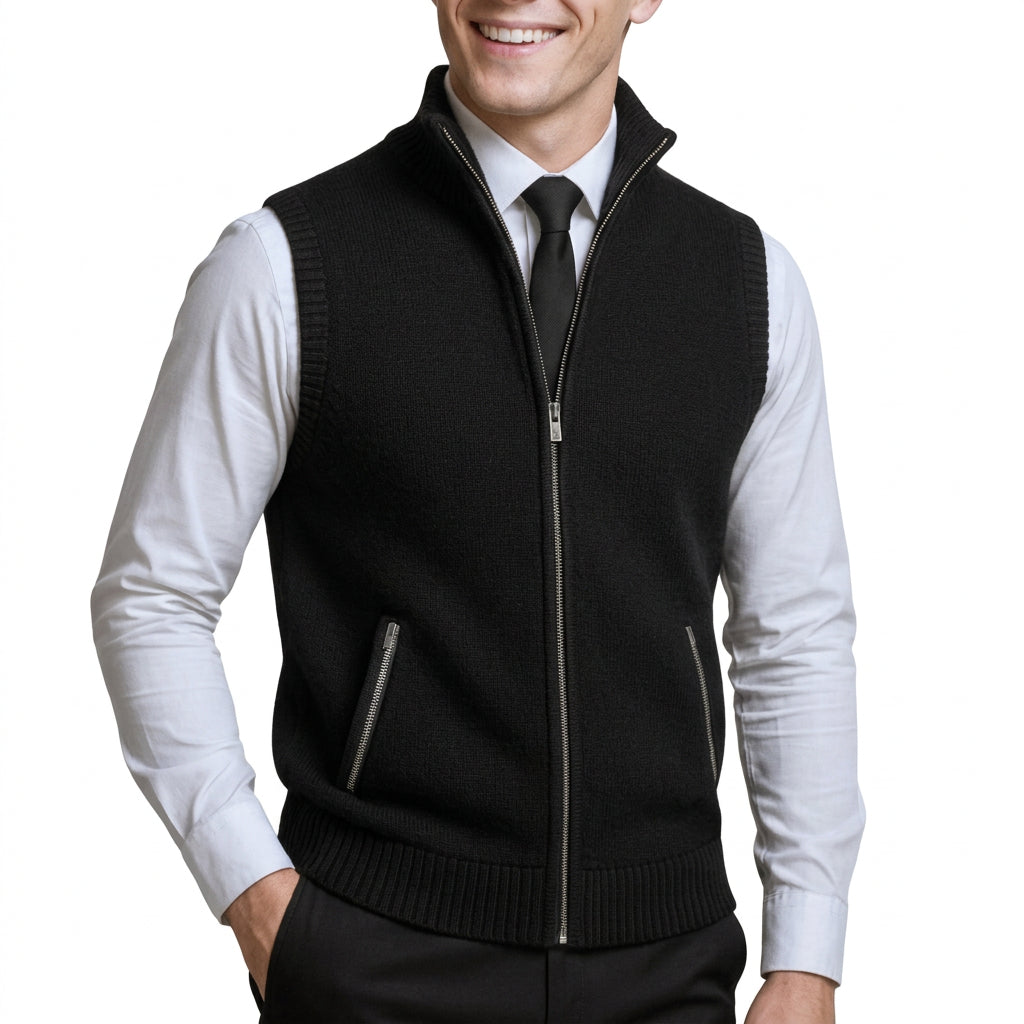 Flossie - Layered Zip-Front Knitted Gilet
