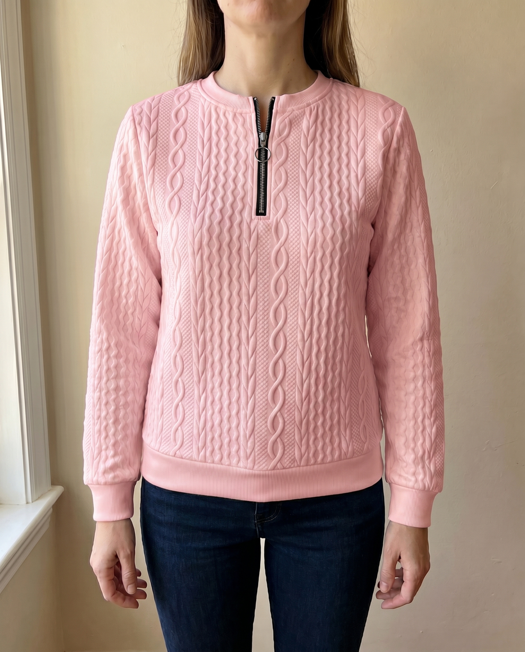 Darla - Textured Zip Sweater